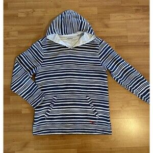 Tommy Bahama Hoodie Mens M Blue White Striped Cotton‎ Pullover Beach Baja Resort